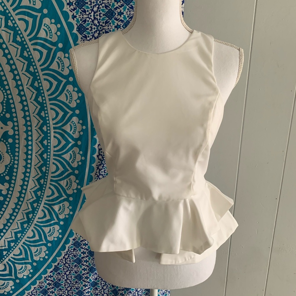 White Peplum Top